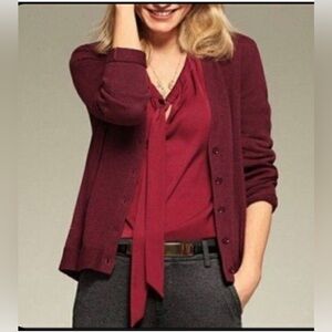 Cabi  Medium Catch Cardigan Garnet Style 3529 Sweater 100% Cotton